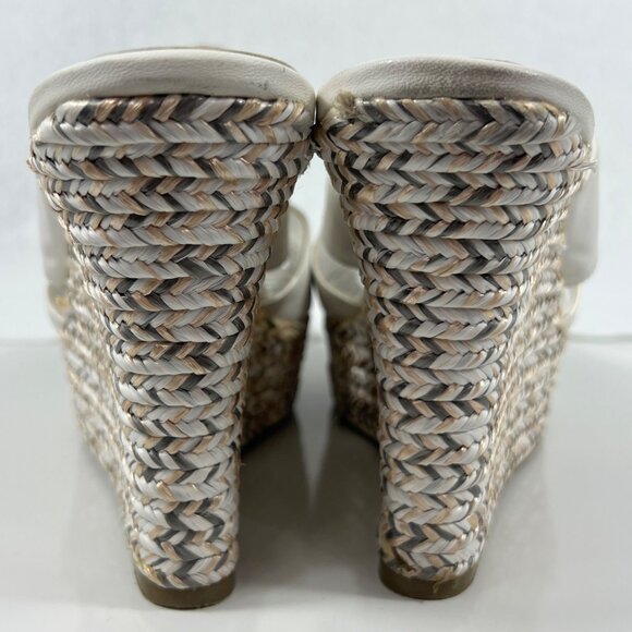 Jennifer Lopez White Open-Toe Wedge Sandals w/ Braided Platform Womens Sz 10 - Picture 11 of 16
